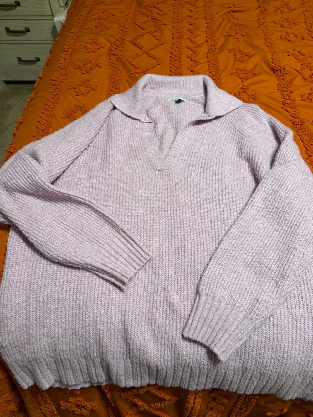 Aerie Women’s Light Lavender V-Neck Collared Sweater